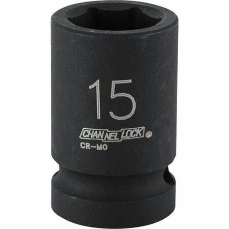 CHANNELLOCK 1/2 In. Drive 15 mm 6-Point Shallow Metric Impact Socket 315036